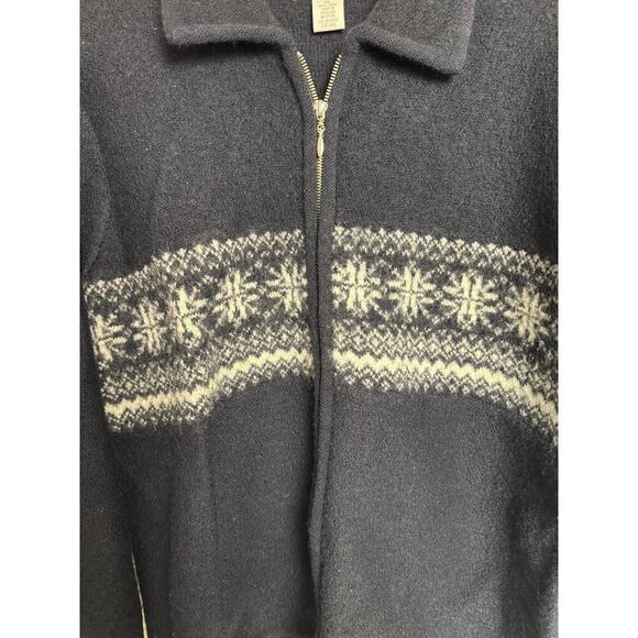 Vintage Cherokee 100% Wool Fair Isle Full Zip Classic Men’s Size XL Dark Navy - Picture 2 of 9